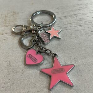Coach Dangling Hearts & Stars Pink Keychain